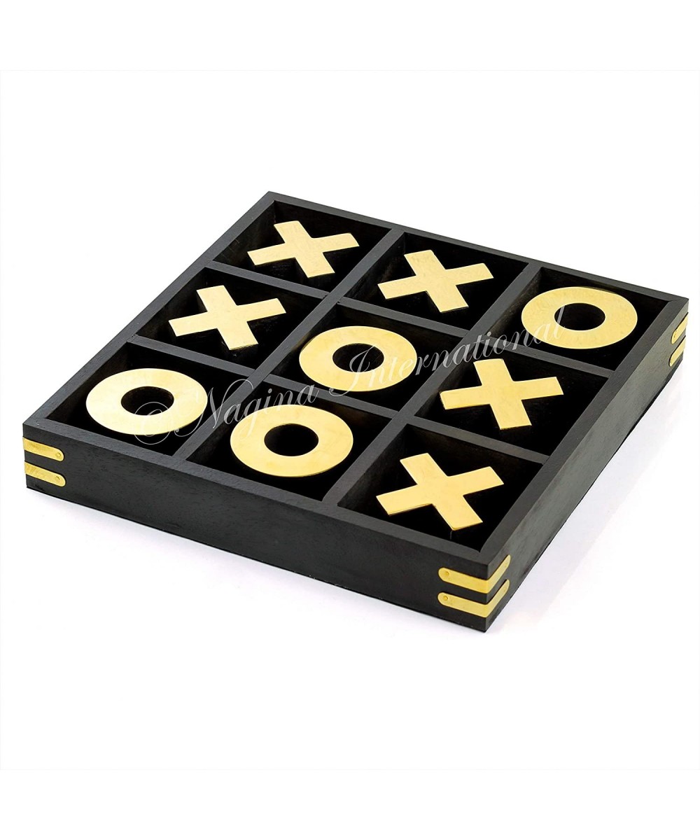 10" Large Elegant Premium Black Tic Tac Toe Board Game for Adults & Kids | Wooden Puzzle Game | Coffee Table Wooden Decor & G...