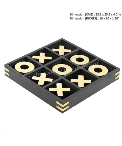 10" Large Elegant Premium Black Tic Tac Toe Board Game for Adults & Kids | Wooden Puzzle Game | Coffee Table Wooden Decor & G...