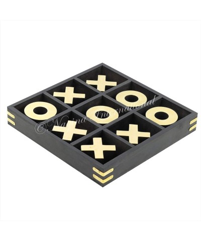 10" Large Elegant Premium Black Tic Tac Toe Board Game for Adults & Kids | Wooden Puzzle Game | Coffee Table Wooden Decor & G...