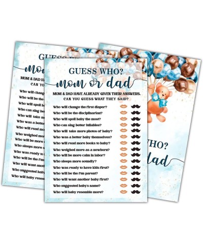 Guess Who? Mom Or Dad Baby Shower Game Gender Reveal Party Supplies Teddy Bear Flying with Balloons Party Decorations – 30 Ga...