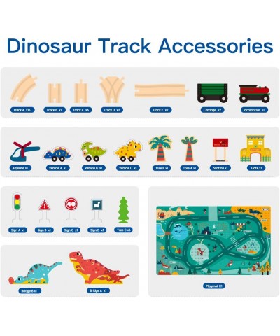 Dinosaur Wooden Train Set for Kids & Toddlers with Dinosaur Play Mat Toy Gift for 3 4 5 6 7 8+ Year Old - 51PCS $70.83 Toy Ve...