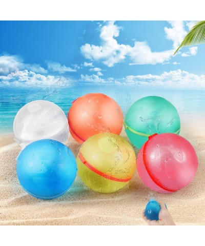 6pcs Reusable Water Splash Balls Soft Silicone Water Balloons Refillable Water Balls Quick Fill and Self-Sealing Reusable Wat...