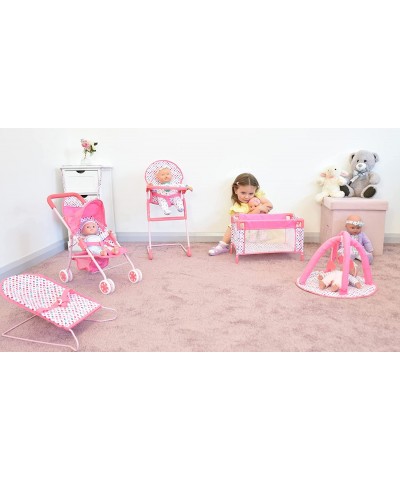 6 Pc Baby Doll Stroller Set - Baby Doll Accessories - Baby Doll Playset w/ Doll Crib Stroller High Chair & Feeding Tray - Pla...