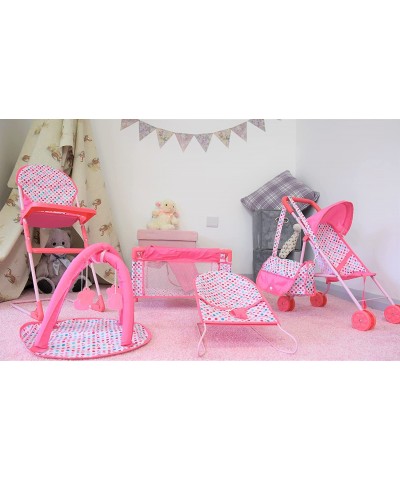 6 Pc Baby Doll Stroller Set - Baby Doll Accessories - Baby Doll Playset w/ Doll Crib Stroller High Chair & Feeding Tray - Pla...