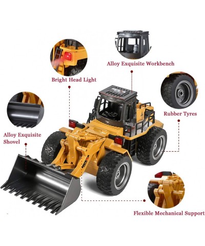 Remote Control Bulldozer Toy Truck 1/18 Scale RC Construction Vehicles Metal Front Loader 4WD Truck for Boys Girls Kids with ...