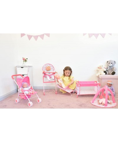 6 Pc Baby Doll Stroller Set - Baby Doll Accessories - Baby Doll Playset w/ Doll Crib Stroller High Chair & Feeding Tray - Pla...