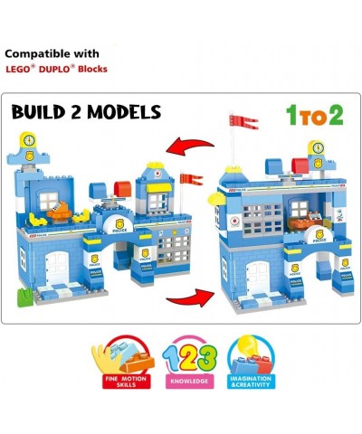 Police Station Big Building Blocks 137 Pieces with Storage Box | Large Bricks Set Educational DIY Classic Construction Toy fo...