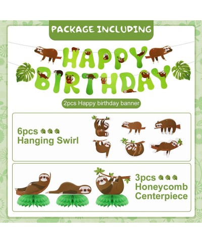 17 Pcs Dog Sloth Party Decorations and Supplies Including 2 Birthday Banner 3 Honeycomb Centerpieces 6 Hanging Swirls 6 Hangi...