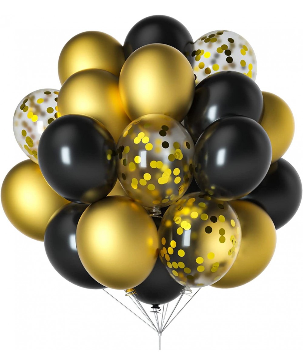 Black And Gold Balloons Decorations 60pcs 5Inch 12Inch Black Gold Party Decoration Balloons for Wedding Birthday Graduation E...