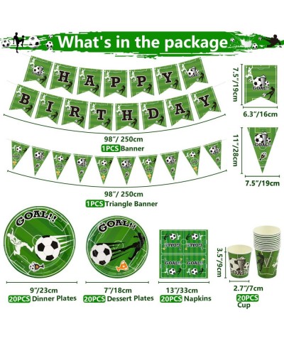 Soccer Party Supplies - Includes Soccer Balloon Happy Birthday Banner Cake Topper Plates Napkins Cup Tablecloth and Straws fo...