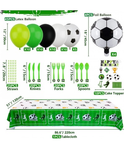 Soccer Party Supplies - Includes Soccer Balloon Happy Birthday Banner Cake Topper Plates Napkins Cup Tablecloth and Straws fo...