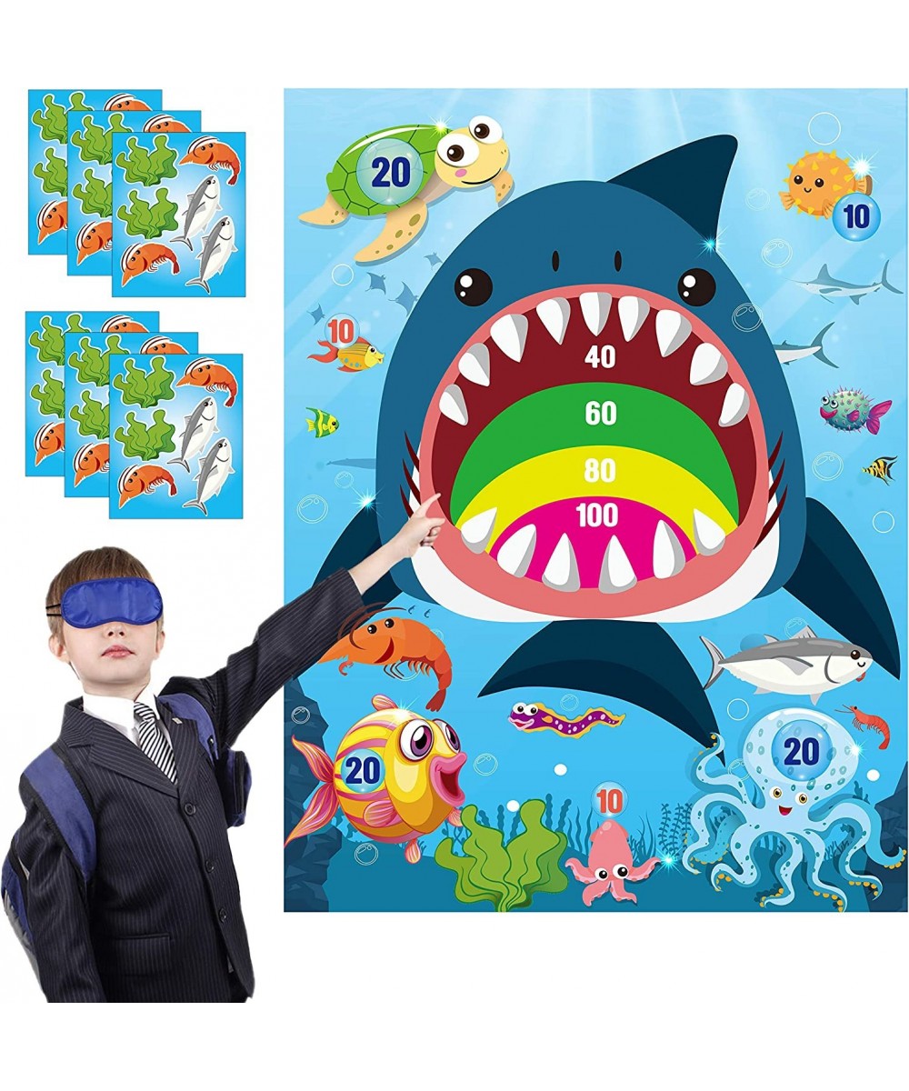 36pcs Shark Party Sticker Game Pin The Marine Organism On The Shark Poster for Kids Birthday Party Game Shark Theme Party Fav...