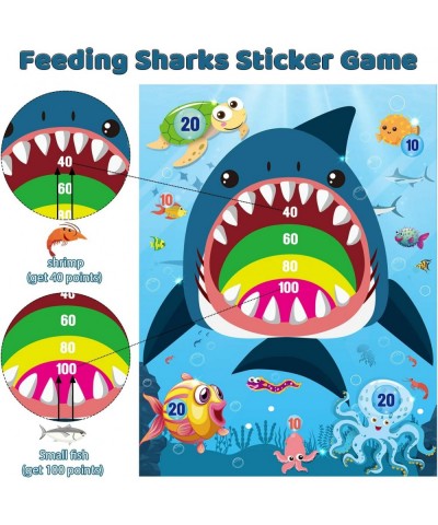 36pcs Shark Party Sticker Game Pin The Marine Organism On The Shark Poster for Kids Birthday Party Game Shark Theme Party Fav...