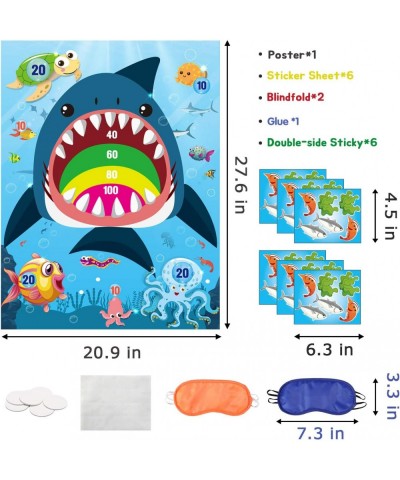 36pcs Shark Party Sticker Game Pin The Marine Organism On The Shark Poster for Kids Birthday Party Game Shark Theme Party Fav...