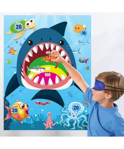 36pcs Shark Party Sticker Game Pin The Marine Organism On The Shark Poster for Kids Birthday Party Game Shark Theme Party Fav...