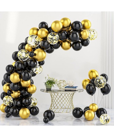 Black And Gold Balloons Decorations 60pcs 5Inch 12Inch Black Gold Party Decoration Balloons for Wedding Birthday Graduation E...