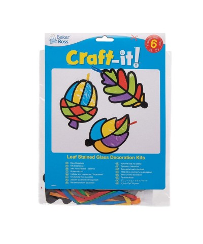 AW854 Leaf Stained Glass Ornament Kits - Pack Of 6 Fall And Winter Arts And Crafts Kids Fall Craft Kits $16.52 Craft Kits