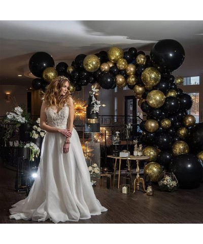 Black And Gold Balloons Decorations 60pcs 5Inch 12Inch Black Gold Party Decoration Balloons for Wedding Birthday Graduation E...