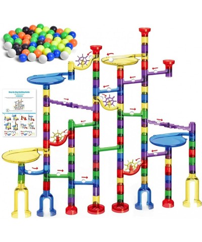 154 Pcs Marble Run Set Toys for Kids Gravity Marbles Maze Tower Building Blocks 98 Plastic Pieces 56 Glass Marbles Marble Rac...