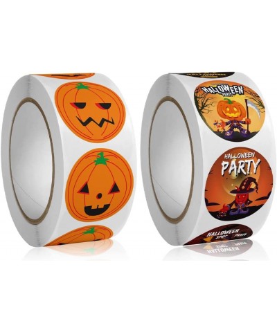 1000 Pcs Pumpkin Stickers 2 Roll Happy Halloween Stickers Bat Stickers with 16 Pattern Design for Kids Halloween Party Decora...