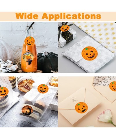 1000 Pcs Pumpkin Stickers 2 Roll Happy Halloween Stickers Bat Stickers with 16 Pattern Design for Kids Halloween Party Decora...