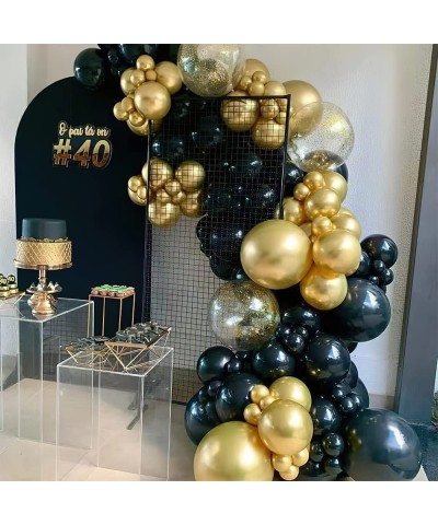 Black And Gold Balloons Decorations 60pcs 5Inch 12Inch Black Gold Party Decoration Balloons for Wedding Birthday Graduation E...