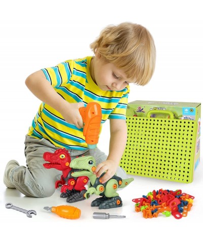 Take Apart Dinosaur Toys for Kids STEM Building Construction Sets with Electric Drill Screwdriver Play Mat Dinosaur Toys for ...