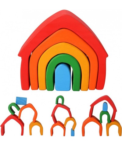 Wooden Rainbow House Stacker 5 Piece Set Montessori Kindergarten Home School Nesting can be Matched with Rainbow Blocks $33.5...