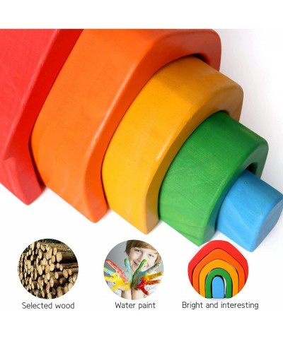 Wooden Rainbow House Stacker 5 Piece Set Montessori Kindergarten Home School Nesting can be Matched with Rainbow Blocks $33.5...