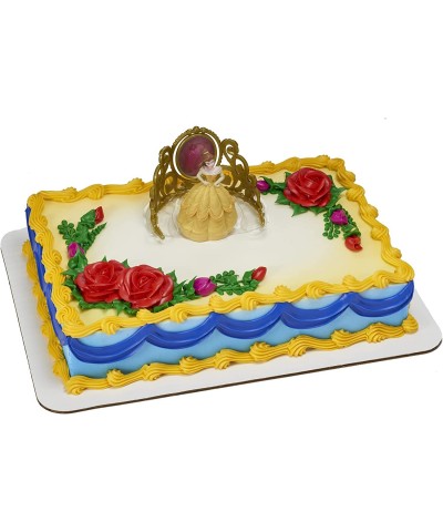 DecoSet? Disney Princess Belle Beautiful As A Rose Cake Topper 2-Piece Decorations Set with Belle Figurine and Golden Tiara w...