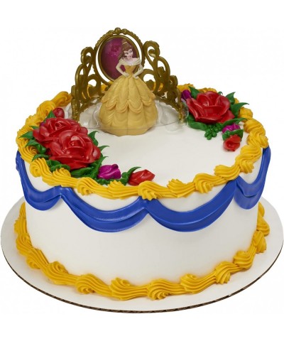 DecoSet? Disney Princess Belle Beautiful As A Rose Cake Topper 2-Piece Decorations Set with Belle Figurine and Golden Tiara w...