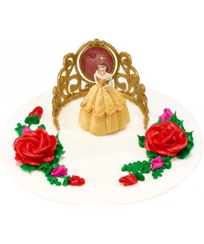 DecoSet? Disney Princess Belle Beautiful As A Rose Cake Topper 2-Piece Decorations Set with Belle Figurine and Golden Tiara w...