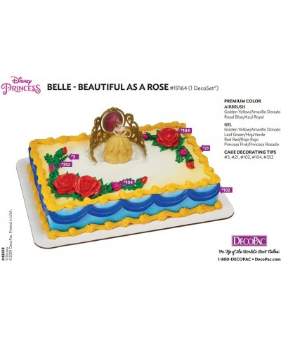 DecoSet? Disney Princess Belle Beautiful As A Rose Cake Topper 2-Piece Decorations Set with Belle Figurine and Golden Tiara w...