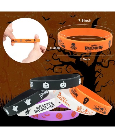 12 Pcs Halloween Silicone Wristbands Halloween Themed Party Rubber Bracelets Trick or Treat Colorful Rubber Wristbands for Wo...