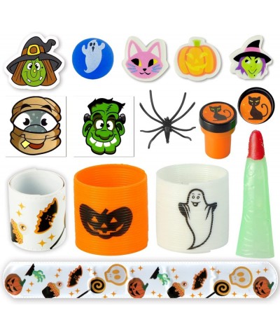 48 Pcs Halloween Party Favors Toy Set 12 Packs Halloween Stamps Erasers Foam Stickers Bouncy Balls Spiders Witch Finger Nails...