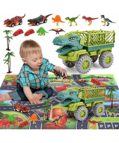 Dinosaur Toys for Kids Dinosaur Transport Truck with Activity Playmat 2 Friction Powered Vehicles 4 Colorful Dinosaur Figures...