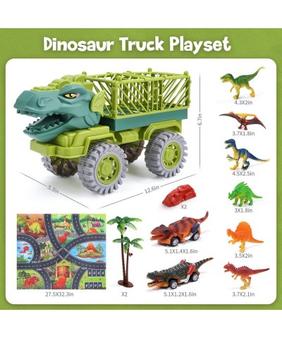 Dinosaur Toys for Kids Dinosaur Transport Truck with Activity Playmat 2 Friction Powered Vehicles 4 Colorful Dinosaur Figures...