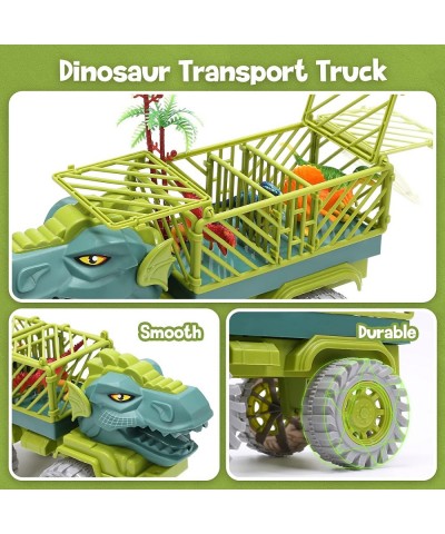 Dinosaur Toys for Kids Dinosaur Transport Truck with Activity Playmat 2 Friction Powered Vehicles 4 Colorful Dinosaur Figures...