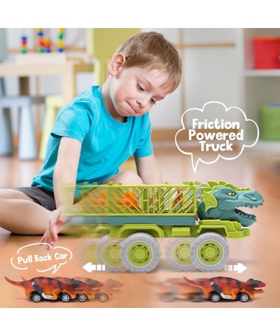 Dinosaur Toys for Kids Dinosaur Transport Truck with Activity Playmat 2 Friction Powered Vehicles 4 Colorful Dinosaur Figures...