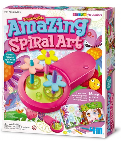 Toysmith Thinking Kits Amazing Spiral Art from STEAM for Juniors Flower Toppers Spin as The Motorized Art Spinner Draws 16-Pa...