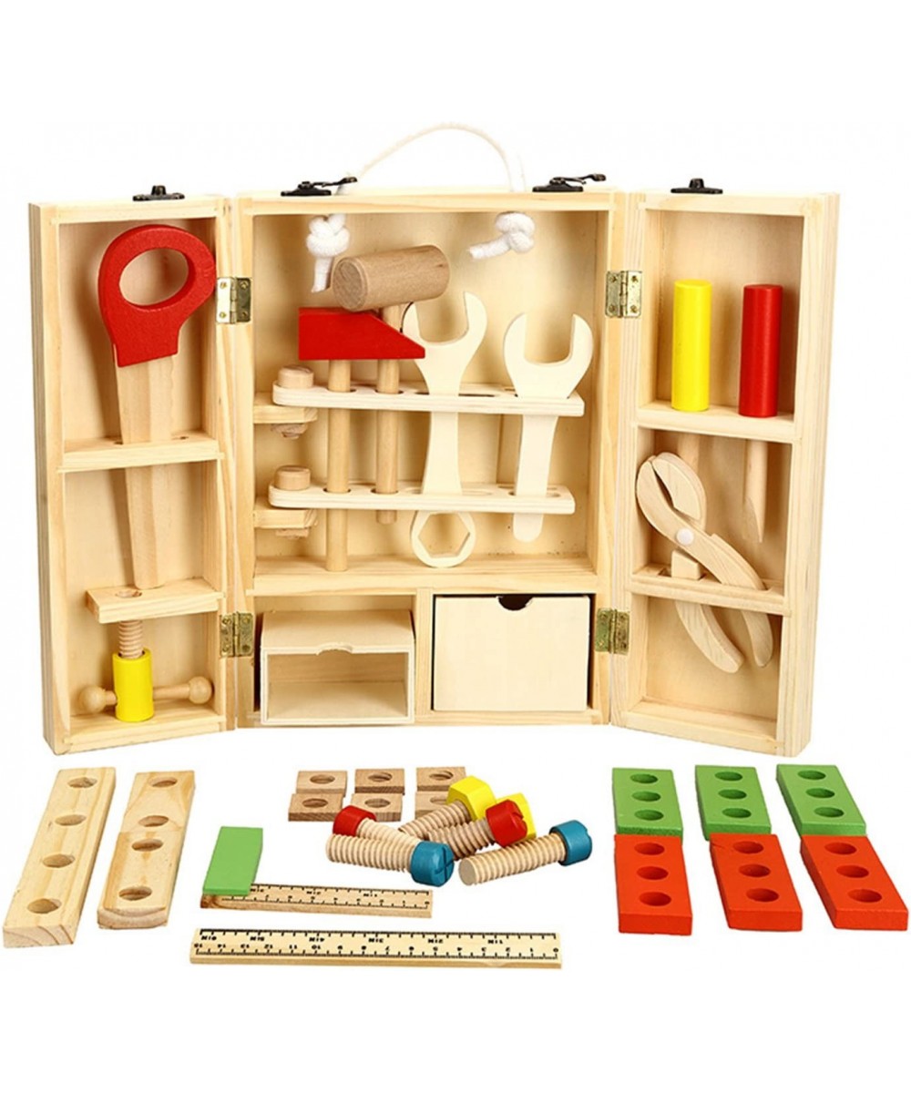 Wooden Tool Toys Pretend Play Toolbox Accessories Set Educational Construction Toys for Kids $33.91 Toy Construction Tools