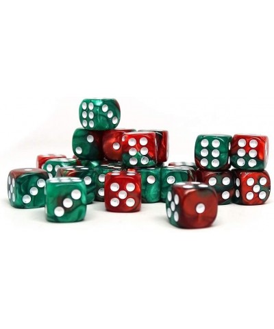 25 Count Pack of 12mm D6 Dice - Matching Collection of 6 Sided Dice with Pips (Green and Red Swirl) $18.52 Game Accessories