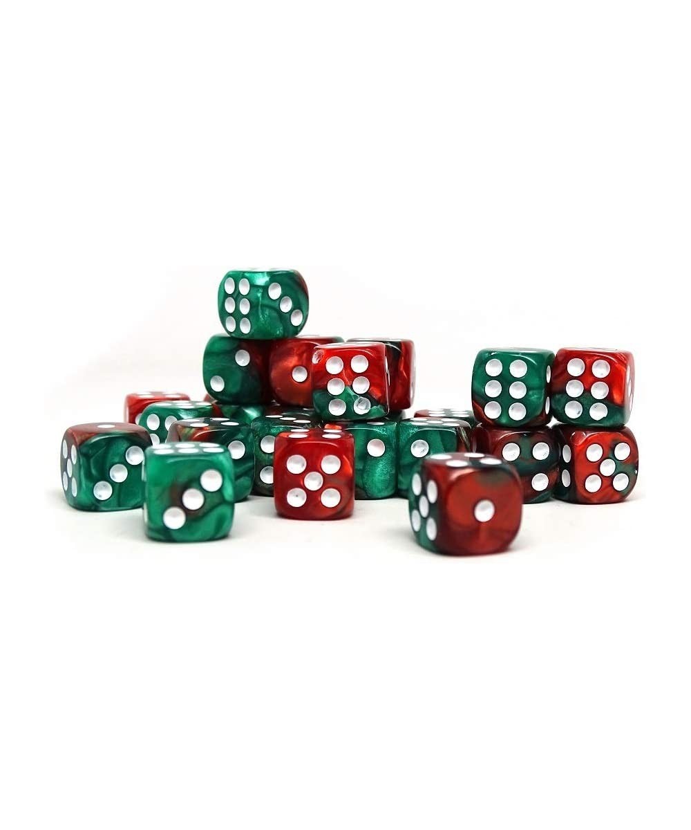 25 Count Pack of 12mm D6 Dice - Matching Collection of 6 Sided Dice with Pips (Green and Red Swirl) $18.52 Game Accessories