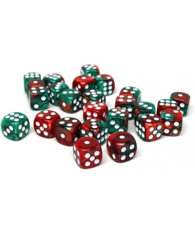 25 Count Pack of 12mm D6 Dice - Matching Collection of 6 Sided Dice with Pips (Green and Red Swirl) $18.52 Game Accessories