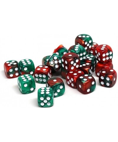 25 Count Pack of 12mm D6 Dice - Matching Collection of 6 Sided Dice with Pips (Green and Red Swirl) $18.52 Game Accessories