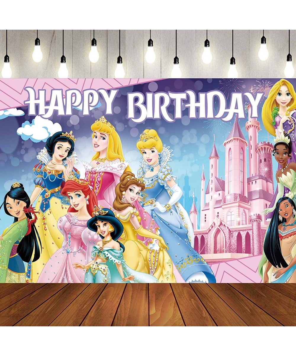 Princess Birthday Decorations Wall Princess Party Supplies Backdrop Birthday Decorations For Girls $17.77 Kids' Party Hats