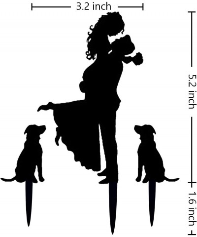 Wedding Cake Topper - Bride Hold Groom with Flowers Besides 2 Pet Dogs Silhouette Cake Decoration (Black) $18.97 Kids' Party ...