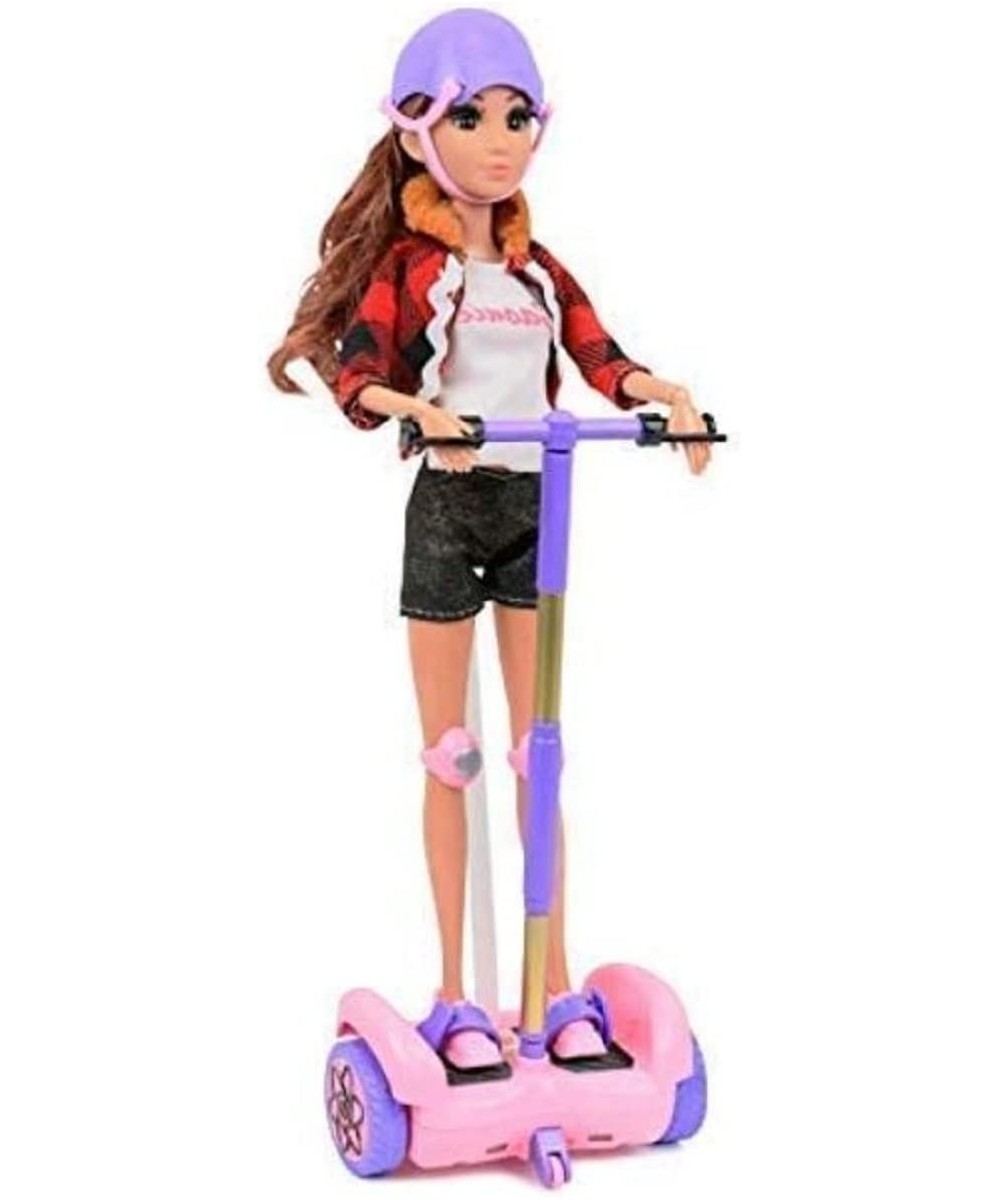 Scooter Set for 12" Dolls Remote Control Pink Hoverboard with Helmet & Kneepad Accessories Compatable with Barbies and Ken Do...