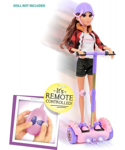 Scooter Set for 12" Dolls Remote Control Pink Hoverboard with Helmet & Kneepad Accessories Compatable with Barbies and Ken Do...