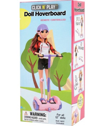 Scooter Set for 12" Dolls Remote Control Pink Hoverboard with Helmet & Kneepad Accessories Compatable with Barbies and Ken Do...